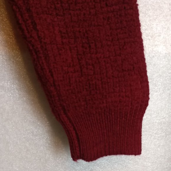 Wool Sweater, 100%Merino Wool Knit Sweater, Wool Jumper, Burgundy Bordeaux, Med - Picture 6 of 8